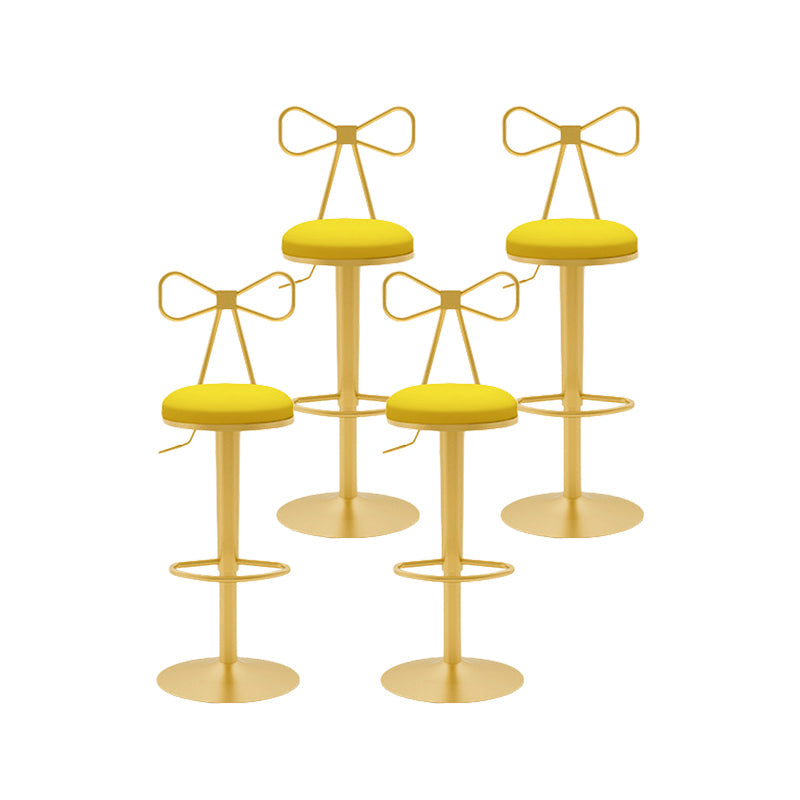 Contemporary Metal Bar and Counter Stool Low Back Stool with Pedestal Base in Gold Light Yellow 4 Piece Set Bar Stool(31"H) Clearhalo 'Bar Furniture' 'Bar Stools' 'bar_stools' 'furn' 'furn_bar_stools' 'Furniture' 'furniture_bar_stools' 'Kitchen & Dining Furniture' 4706067