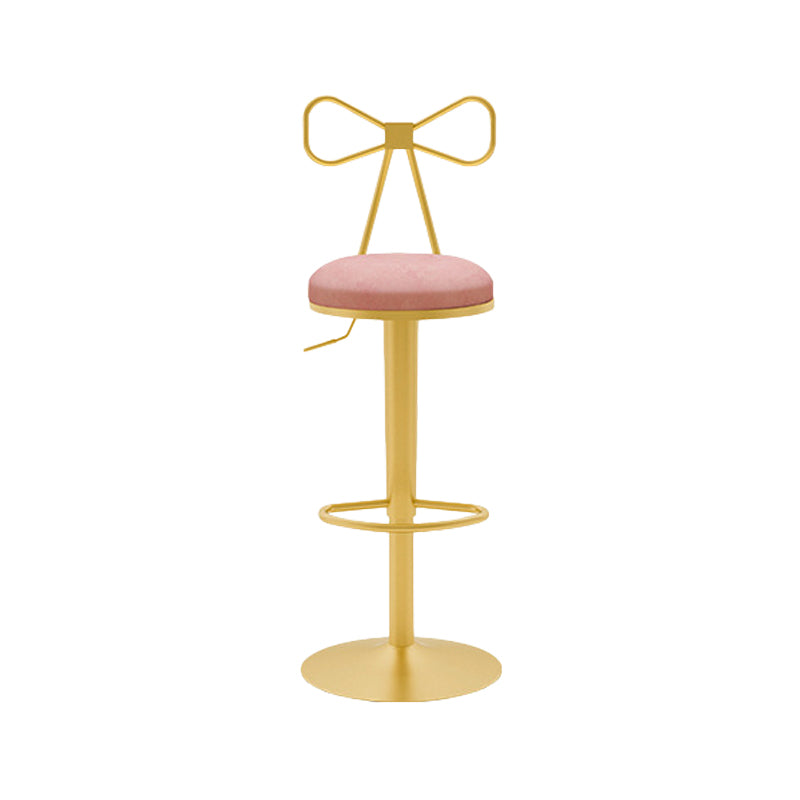 Contemporary Metal Bar and Counter Stool Low Back Stool with Pedestal Base in Gold Nude Pink 1 Piece Bar Stool(31"H) Clearhalo 'Bar Furniture' 'Bar Stools' 'bar_stools' 'furn' 'furn_bar_stools' 'Furniture' 'furniture_bar_stools' 'Kitchen & Dining Furniture' 4706068