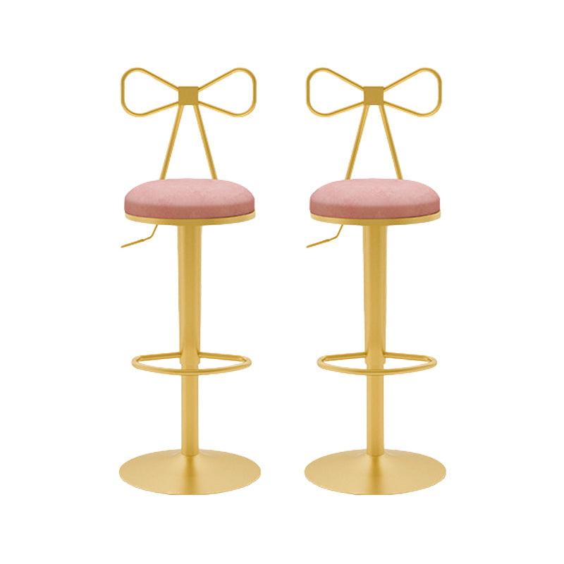 Contemporary Metal Bar and Counter Stool Low Back Stool with Pedestal Base in Gold Nude Pink 2 Piece Set Bar Stool(31"H) Clearhalo 'Bar Furniture' 'Bar Stools' 'bar_stools' 'furn' 'furn_bar_stools' 'Furniture' 'furniture_bar_stools' 'Kitchen & Dining Furniture' 4706069