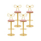 Contemporary Metal Bar and Counter Stool Low Back Stool with Pedestal Base in Gold Nude Pink 4 Piece Set Bar Stool(31"H) Clearhalo 'Bar Furniture' 'Bar Stools' 'bar_stools' 'furn' 'furn_bar_stools' 'Furniture' 'furniture_bar_stools' 'Kitchen & Dining Furniture' 4706070