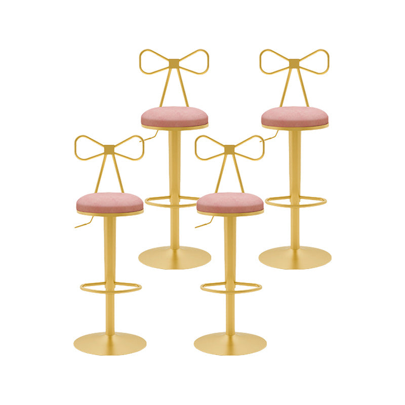 Contemporary Metal Bar and Counter Stool Low Back Stool with Pedestal Base in Gold Nude Pink 4 Piece Set Bar Stool(31"H) Clearhalo 'Bar Furniture' 'Bar Stools' 'bar_stools' 'furn' 'furn_bar_stools' 'Furniture' 'furniture_bar_stools' 'Kitchen & Dining Furniture' 4706070