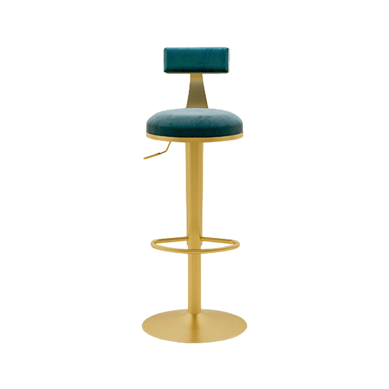 Contemporary Metal Bar and Counter Stool Low Back Stool with Pedestal Base in Gold Blue 1 Piece Bar Stool(31"H) Clearhalo 'Bar Furniture' 'Bar Stools' 'bar_stools' 'furn' 'furn_bar_stools' 'Furniture' 'furniture_bar_stools' 'Kitchen & Dining Furniture' 4706071