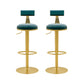 Contemporary Metal Bar and Counter Stool Low Back Stool with Pedestal Base in Gold Blue 2 Piece Set Bar Stool(31"H) Clearhalo 'Bar Furniture' 'Bar Stools' 'bar_stools' 'furn' 'furn_bar_stools' 'Furniture' 'furniture_bar_stools' 'Kitchen & Dining Furniture' 4706072