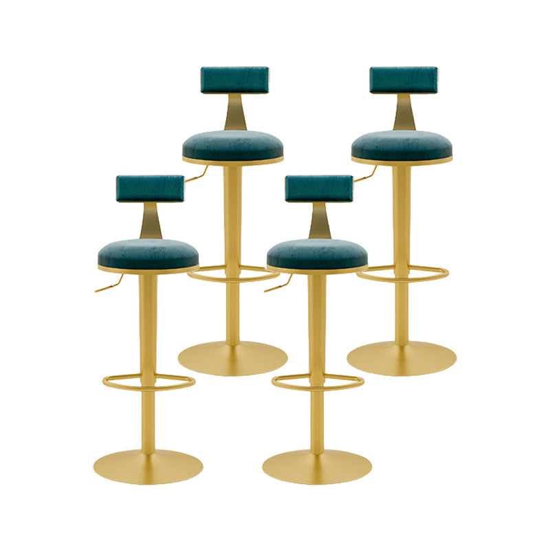 Contemporary Metal Bar and Counter Stool Low Back Stool with Pedestal Base in Gold Blue 4 Piece Set Bar Stool(31"H) Clearhalo 'Bar Furniture' 'Bar Stools' 'bar_stools' 'furn' 'furn_bar_stools' 'Furniture' 'furniture_bar_stools' 'Kitchen & Dining Furniture' 4706073