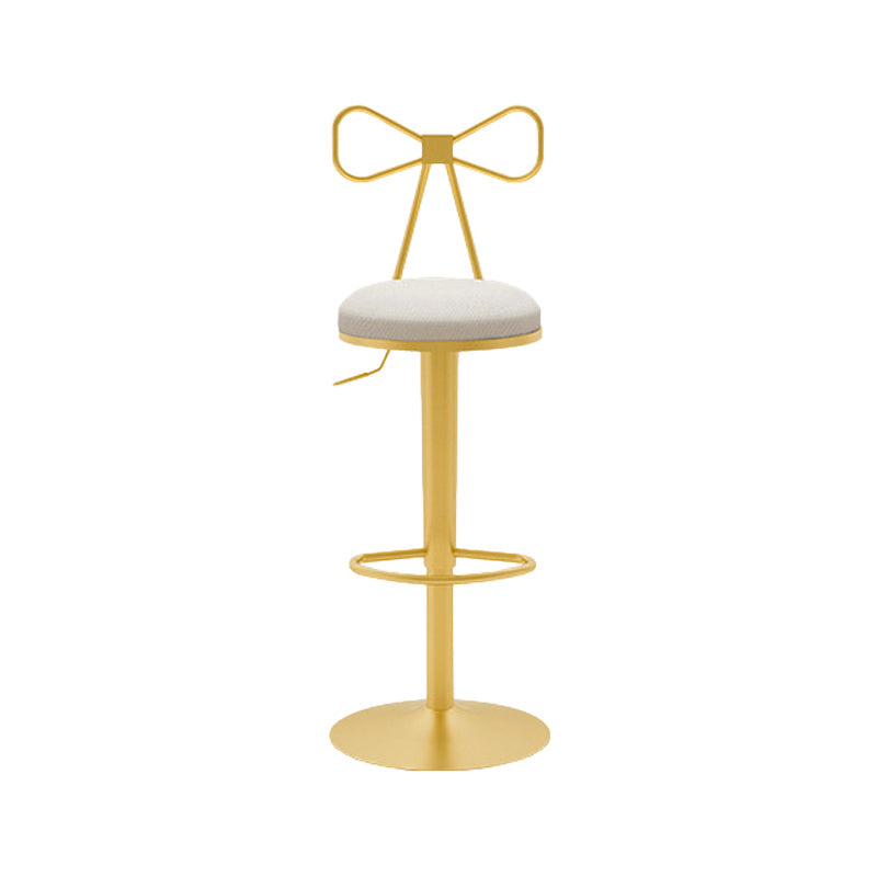 Contemporary Metal Bar and Counter Stool Low Back Stool with Pedestal Base in Gold Gloss White 1 Piece Bar Stool(31"H) Clearhalo 'Bar Furniture' 'Bar Stools' 'bar_stools' 'furn' 'furn_bar_stools' 'Furniture' 'furniture_bar_stools' 'Kitchen & Dining Furniture' 4706074