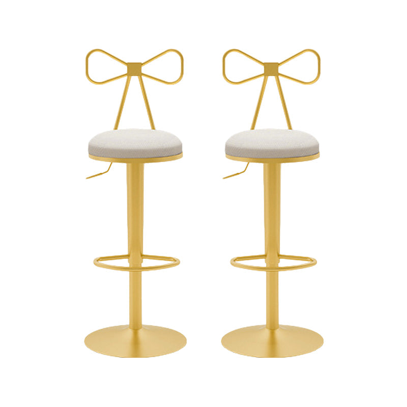 Contemporary Metal Bar and Counter Stool Low Back Stool with Pedestal Base in Gold Gloss White 2 Piece Set Bar Stool(31"H) Clearhalo 'Bar Furniture' 'Bar Stools' 'bar_stools' 'furn' 'furn_bar_stools' 'Furniture' 'furniture_bar_stools' 'Kitchen & Dining Furniture' 4706075