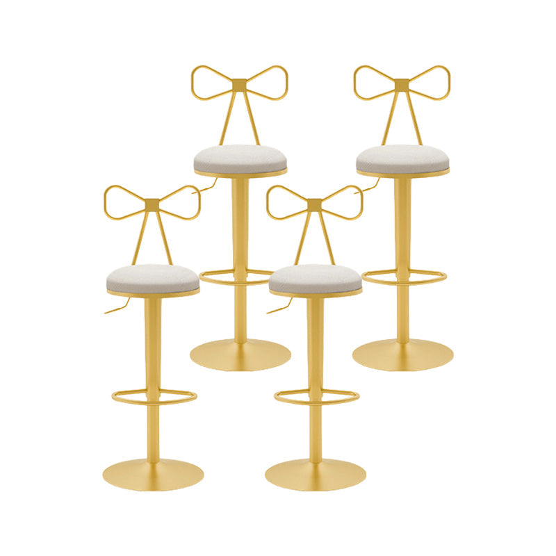 Contemporary Metal Bar and Counter Stool Low Back Stool with Pedestal Base in Gold Gloss White 4 Piece Set Bar Stool(31"H) Clearhalo 'Bar Furniture' 'Bar Stools' 'bar_stools' 'furn' 'furn_bar_stools' 'Furniture' 'furniture_bar_stools' 'Kitchen & Dining Furniture' 4706076