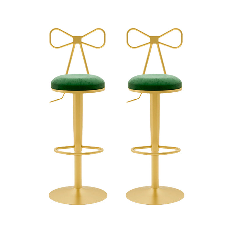 Contemporary Metal Bar and Counter Stool Low Back Stool with Pedestal Base in Gold Army Green 2 Piece Set Bar Stool(31"H) Clearhalo 'Bar Furniture' 'Bar Stools' 'bar_stools' 'furn' 'furn_bar_stools' 'Furniture' 'furniture_bar_stools' 'Kitchen & Dining Furniture' 4706078