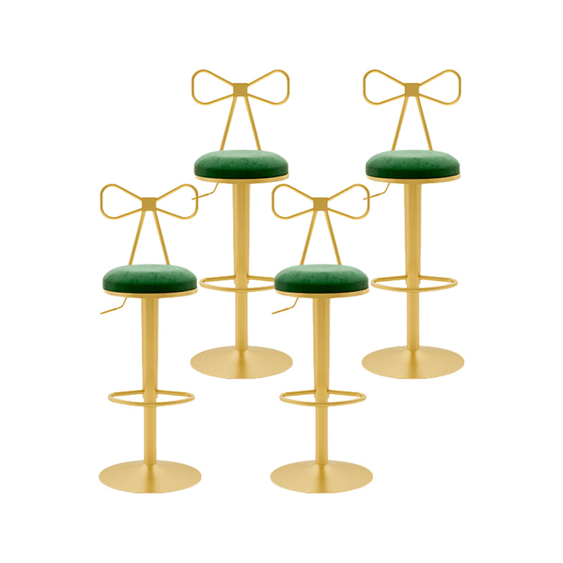 Contemporary Metal Bar and Counter Stool Low Back Stool with Pedestal Base in Gold Army Green 4 Piece Set Bar Stool(31"H) Clearhalo 'Bar Furniture' 'Bar Stools' 'bar_stools' 'furn' 'furn_bar_stools' 'Furniture' 'furniture_bar_stools' 'Kitchen & Dining Furniture' 4706079