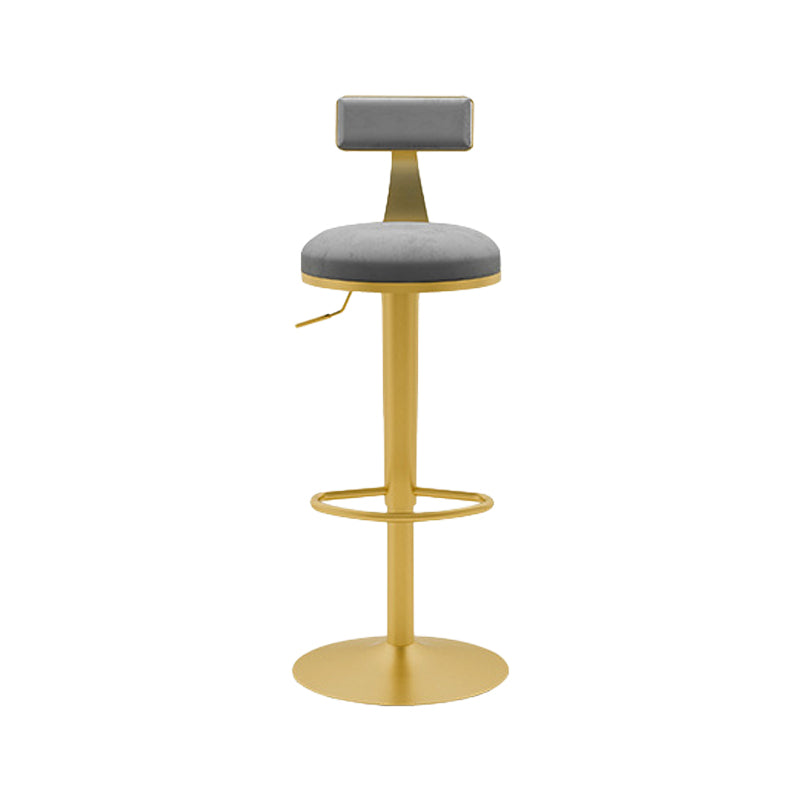 Contemporary Metal Bar and Counter Stool Low Back Stool with Pedestal Base in Gold Grey 1 Piece Bar Stool(31"H) Clearhalo 'Bar Furniture' 'Bar Stools' 'bar_stools' 'furn' 'furn_bar_stools' 'Furniture' 'furniture_bar_stools' 'Kitchen & Dining Furniture' 4706080