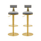 Contemporary Metal Bar and Counter Stool Low Back Stool with Pedestal Base in Gold Grey 2 Piece Set Bar Stool(31"H) Clearhalo 'Bar Furniture' 'Bar Stools' 'bar_stools' 'furn' 'furn_bar_stools' 'Furniture' 'furniture_bar_stools' 'Kitchen & Dining Furniture' 4706081
