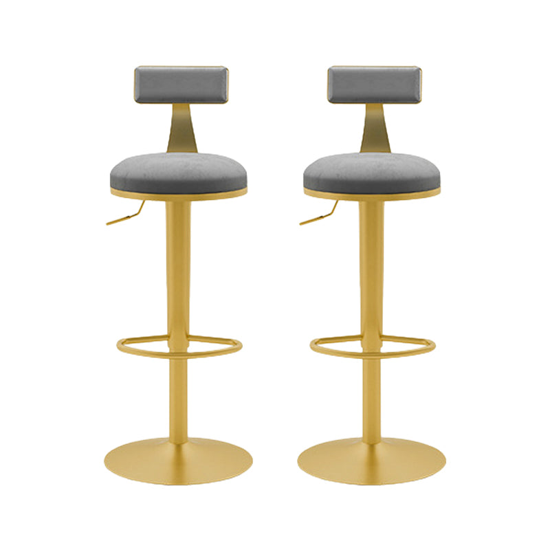 Contemporary Metal Bar and Counter Stool Low Back Stool with Pedestal Base in Gold Grey 2 Piece Set Bar Stool(31"H) Clearhalo 'Bar Furniture' 'Bar Stools' 'bar_stools' 'furn' 'furn_bar_stools' 'Furniture' 'furniture_bar_stools' 'Kitchen & Dining Furniture' 4706081