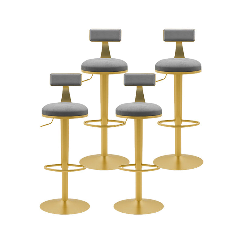 Contemporary Metal Bar and Counter Stool Low Back Stool with Pedestal Base in Gold Grey 4 Piece Set Bar Stool(31"H) Clearhalo 'Bar Furniture' 'Bar Stools' 'bar_stools' 'furn' 'furn_bar_stools' 'Furniture' 'furniture_bar_stools' 'Kitchen & Dining Furniture' 4706082