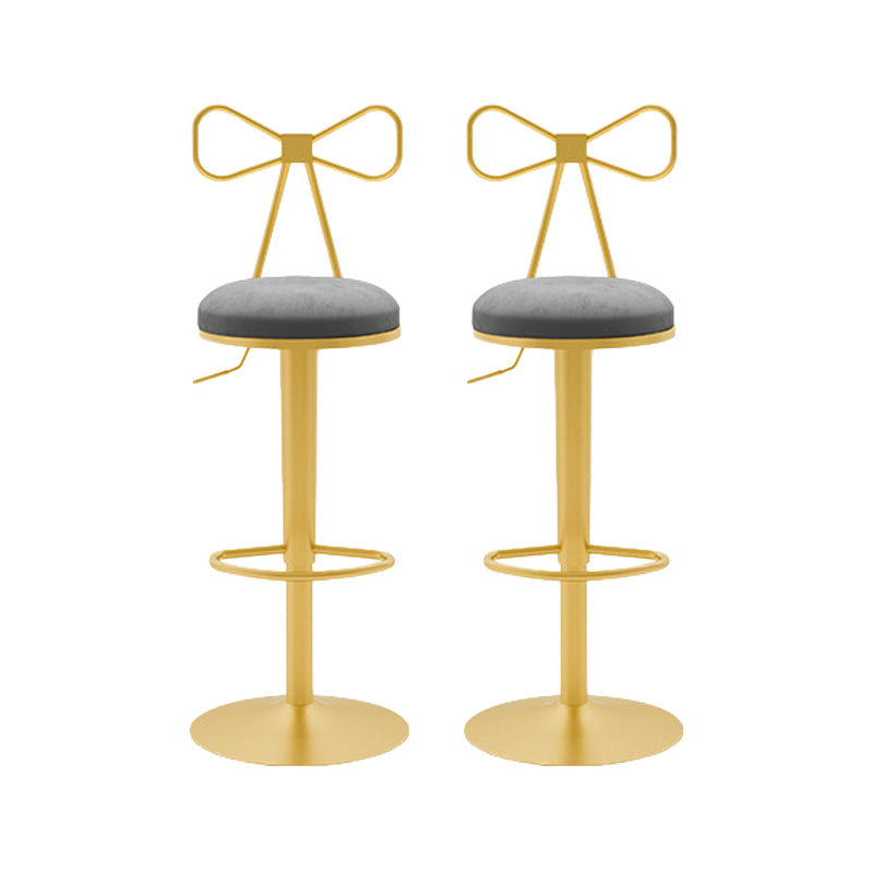 Contemporary Metal Bar and Counter Stool Low Back Stool with Pedestal Base in Gold Silver Gray 2 Piece Set Bar Stool(31"H) Clearhalo 'Bar Furniture' 'Bar Stools' 'bar_stools' 'furn' 'furn_bar_stools' 'Furniture' 'furniture_bar_stools' 'Kitchen & Dining Furniture' 4706084