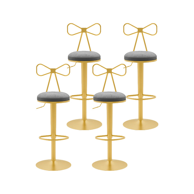 Contemporary Metal Bar and Counter Stool Low Back Stool with Pedestal Base in Gold Silver Gray 4 Piece Set Bar Stool(31"H) Clearhalo 'Bar Furniture' 'Bar Stools' 'bar_stools' 'furn' 'furn_bar_stools' 'Furniture' 'furniture_bar_stools' 'Kitchen & Dining Furniture' 4706085
