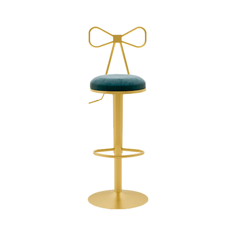 Contemporary Metal Bar and Counter Stool Low Back Stool with Pedestal Base in Gold Sky Blue 1 Piece Bar Stool(31"H) Clearhalo 'Bar Furniture' 'Bar Stools' 'bar_stools' 'furn' 'furn_bar_stools' 'Furniture' 'furniture_bar_stools' 'Kitchen & Dining Furniture' 4706086