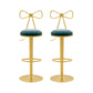 Contemporary Metal Bar and Counter Stool Low Back Stool with Pedestal Base in Gold Sky Blue 2 Piece Set Bar Stool(31"H) Clearhalo 'Bar Furniture' 'Bar Stools' 'bar_stools' 'furn' 'furn_bar_stools' 'Furniture' 'furniture_bar_stools' 'Kitchen & Dining Furniture' 4706087