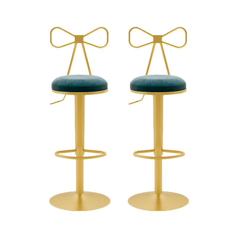 Contemporary Metal Bar and Counter Stool Low Back Stool with Pedestal Base in Gold Sky Blue 2 Piece Set Bar Stool(31"H) Clearhalo 'Bar Furniture' 'Bar Stools' 'bar_stools' 'furn' 'furn_bar_stools' 'Furniture' 'furniture_bar_stools' 'Kitchen & Dining Furniture' 4706087