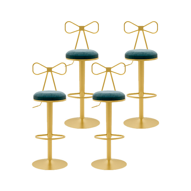 Contemporary Metal Bar and Counter Stool Low Back Stool with Pedestal Base in Gold Sky Blue 4 Piece Set Bar Stool(31"H) Clearhalo 'Bar Furniture' 'Bar Stools' 'bar_stools' 'furn' 'furn_bar_stools' 'Furniture' 'furniture_bar_stools' 'Kitchen & Dining Furniture' 4706088