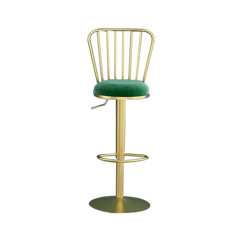 Contemporary Metal Bar and Counter Stool Low Back Stool with Pedestal Base in Gold Green 1 Piece Bar Stool(31"H) Clearhalo 'Bar Furniture' 'Bar Stools' 'bar_stools' 'furn' 'furn_bar_stools' 'Furniture' 'furniture_bar_stools' 'Kitchen & Dining Furniture' 4706089