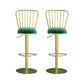 Contemporary Metal Bar and Counter Stool Low Back Stool with Pedestal Base in Gold Green 2 Piece Set Bar Stool(31"H) Clearhalo 'Bar Furniture' 'Bar Stools' 'bar_stools' 'furn' 'furn_bar_stools' 'Furniture' 'furniture_bar_stools' 'Kitchen & Dining Furniture' 4706090