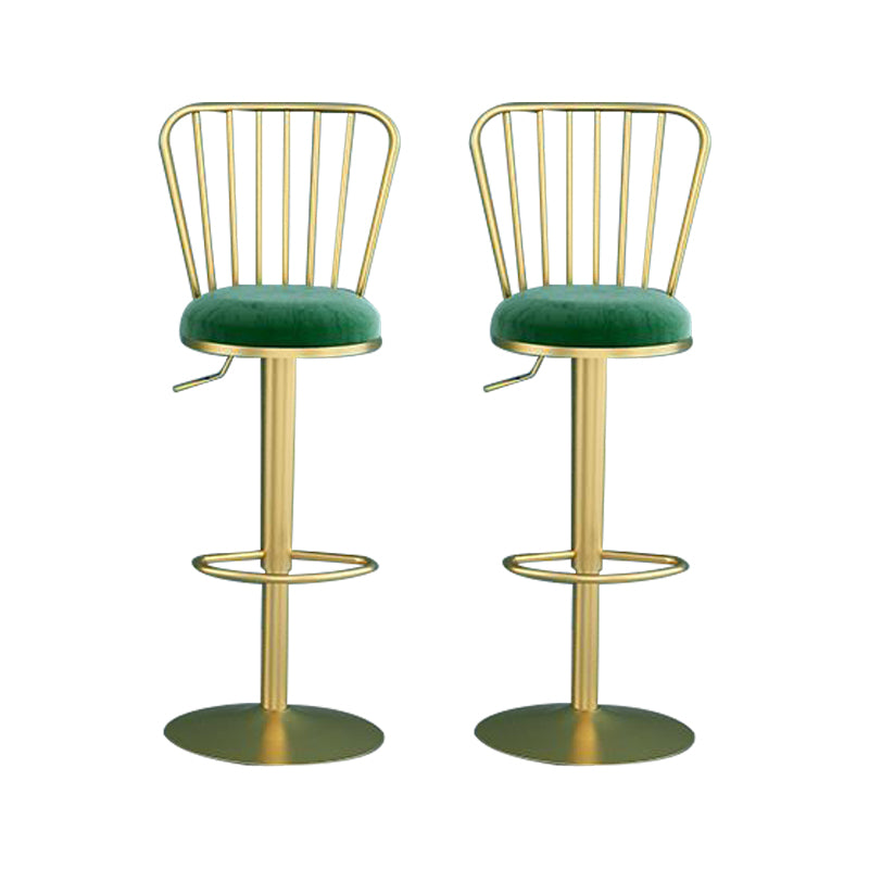 Contemporary Metal Bar and Counter Stool Low Back Stool with Pedestal Base in Gold Green 2 Piece Set Bar Stool(31"H) Clearhalo 'Bar Furniture' 'Bar Stools' 'bar_stools' 'furn' 'furn_bar_stools' 'Furniture' 'furniture_bar_stools' 'Kitchen & Dining Furniture' 4706090