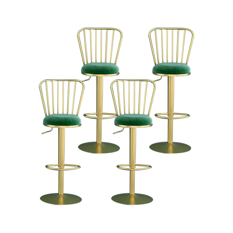 Contemporary Metal Bar and Counter Stool Low Back Stool with Pedestal Base in Gold Green 4 Piece Set Bar Stool(31"H) Clearhalo 'Bar Furniture' 'Bar Stools' 'bar_stools' 'furn' 'furn_bar_stools' 'Furniture' 'furniture_bar_stools' 'Kitchen & Dining Furniture' 4706091