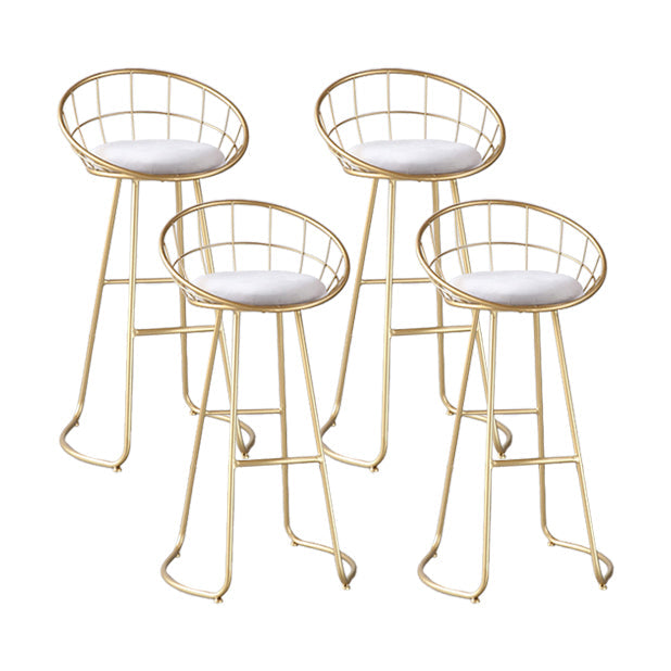 Contemporary Round Bar and Counter Stool Metal Stool with Sled Base Gold 4 Piece Set Clearhalo 'Bar Furniture' 'Bar Stools' 'bar_stools' 'furn' 'furn_bar_stools' 'Furniture' 'furniture_bar_stools' 'Kitchen & Dining Furniture' 4706098