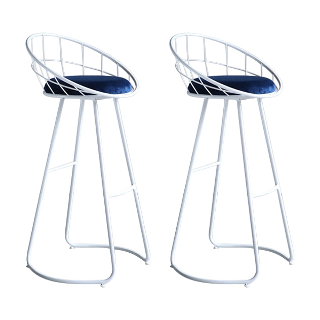 Contemporary Round Bar and Counter Stool Metal Stool with Sled Base White 2 Piece Set Clearhalo 'Bar Furniture' 'Bar Stools' 'bar_stools' 'furn' 'furn_bar_stools' 'Furniture' 'furniture_bar_stools' 'Kitchen & Dining Furniture' 4706101
