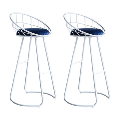 Contemporary Round Bar and Counter Stool Metal Stool with Sled Base White 2 Piece Set Clearhalo 'Bar Furniture' 'Bar Stools' 'bar_stools' 'furn' 'furn_bar_stools' 'Furniture' 'furniture_bar_stools' 'Kitchen & Dining Furniture' 4706101