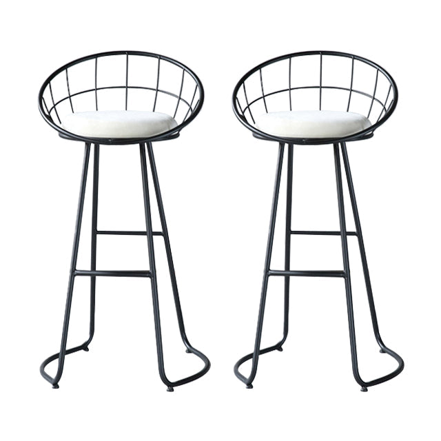 Contemporary Round Bar and Counter Stool Metal Stool with Sled Base Black 2 Piece Set Clearhalo 'Bar Furniture' 'Bar Stools' 'bar_stools' 'furn' 'furn_bar_stools' 'Furniture' 'furniture_bar_stools' 'Kitchen & Dining Furniture' 4706106