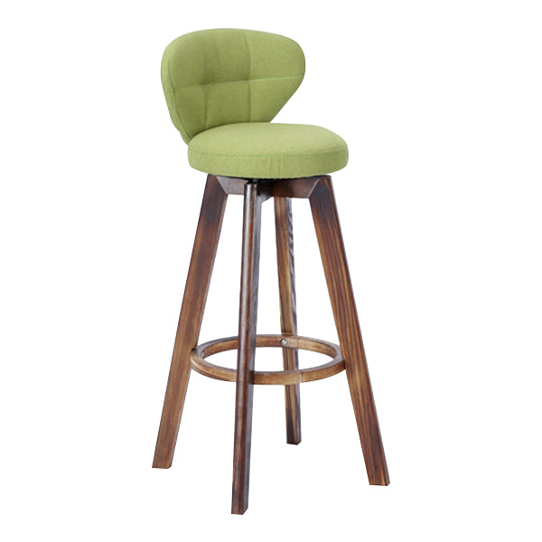 Contemporary Solid Wood Barstool Indoor Bar Stool with Footrest and Cushion Green Brown 1 Piece Clearhalo 'Bar Furniture' 'Bar Stools' 'bar_stools' 'furn' 'furn_bar_stools' 'Furniture' 'furniture_bar_stools' 'Kitchen & Dining Furniture' 4706152