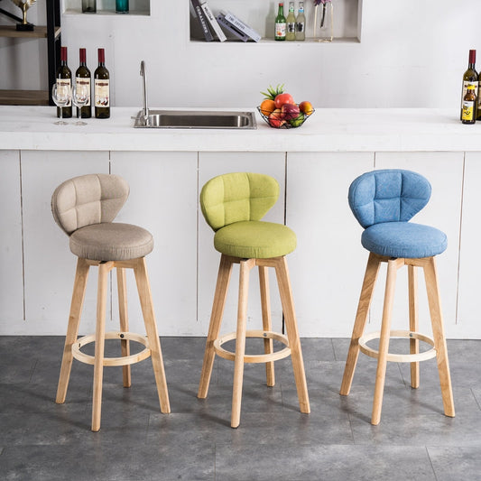 Contemporary Solid Wood Barstool Indoor Bar Stool with Footrest and Cushion Clearhalo 'Bar Furniture' 'Bar Stools' 'bar_stools' 'furn' 'furn_bar_stools' 'Furniture' 'furniture_bar_stools' 'Kitchen & Dining Furniture' 4706153