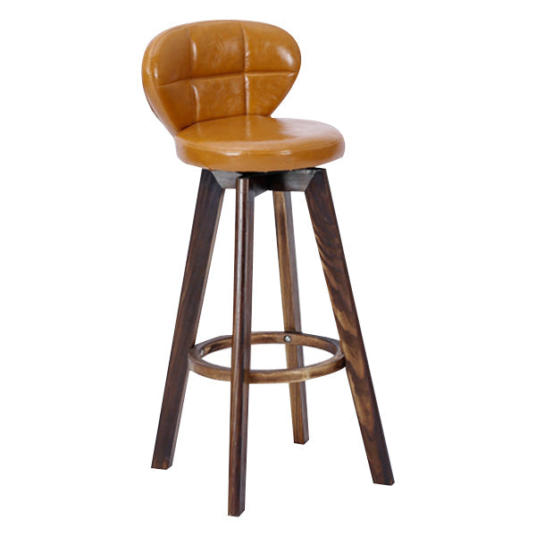 Contemporary Solid Wood Barstool Indoor Bar Stool with Footrest and Cushion Tan Brown 1 Piece Clearhalo 'Bar Furniture' 'Bar Stools' 'bar_stools' 'furn' 'furn_bar_stools' 'Furniture' 'furniture_bar_stools' 'Kitchen & Dining Furniture' 4706155