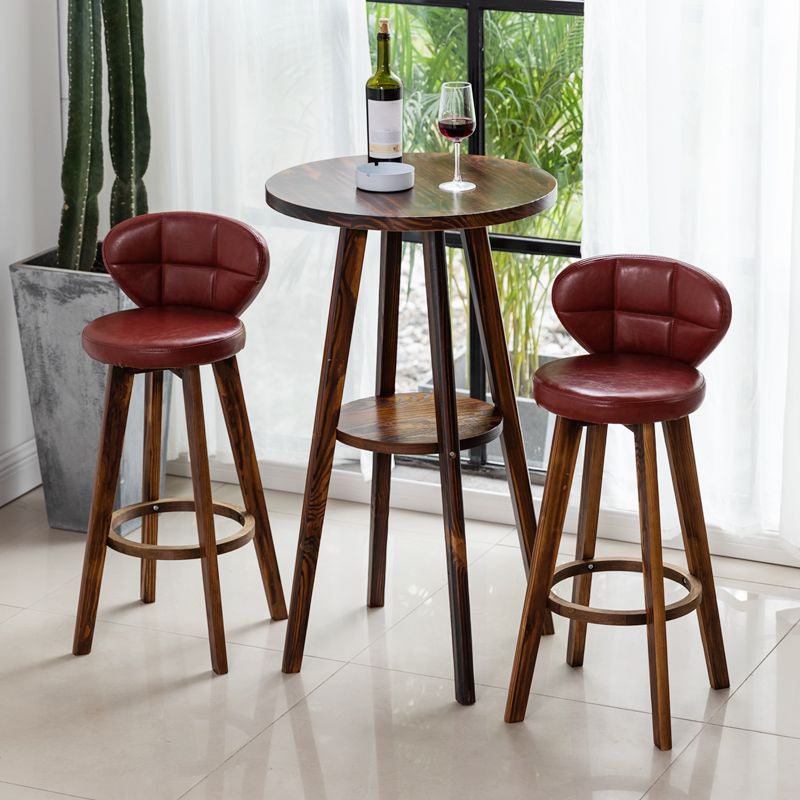 Contemporary Solid Wood Barstool Indoor Bar Stool with Footrest and Cushion Clearhalo 'Bar Furniture' 'Bar Stools' 'bar_stools' 'furn' 'furn_bar_stools' 'Furniture' 'furniture_bar_stools' 'Kitchen & Dining Furniture' 4706156