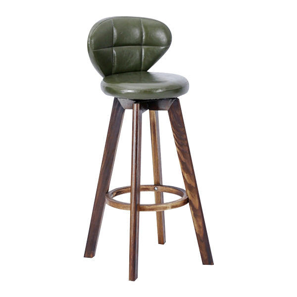 Contemporary Solid Wood Barstool Indoor Bar Stool with Footrest and Cushion Army Green Brown 1 Piece Clearhalo 'Bar Furniture' 'Bar Stools' 'bar_stools' 'furn' 'furn_bar_stools' 'Furniture' 'furniture_bar_stools' 'Kitchen & Dining Furniture' 4706157