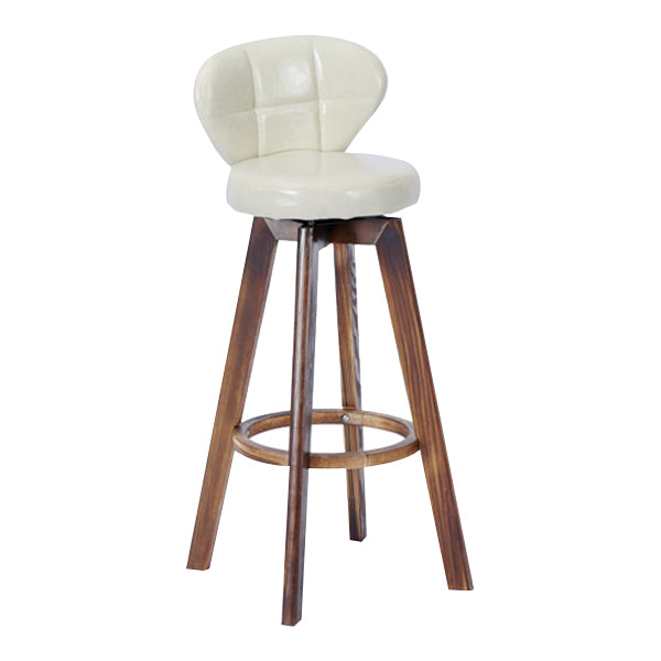 Contemporary Solid Wood Barstool Indoor Bar Stool with Footrest and Cushion Off-White Brown 1 Piece Clearhalo 'Bar Furniture' 'Bar Stools' 'bar_stools' 'furn' 'furn_bar_stools' 'Furniture' 'furniture_bar_stools' 'Kitchen & Dining Furniture' 4706163