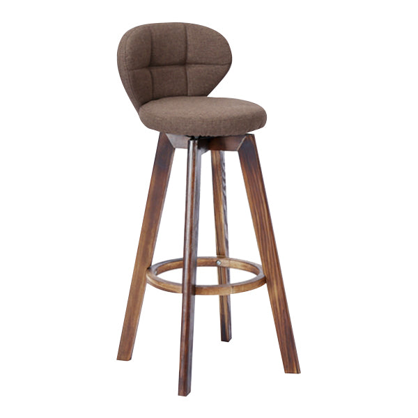 Contemporary Solid Wood Barstool Indoor Bar Stool with Footrest and Cushion Coffee Brown 1 Piece Clearhalo 'Bar Furniture' 'Bar Stools' 'bar_stools' 'furn' 'furn_bar_stools' 'Furniture' 'furniture_bar_stools' 'Kitchen & Dining Furniture' 4706166