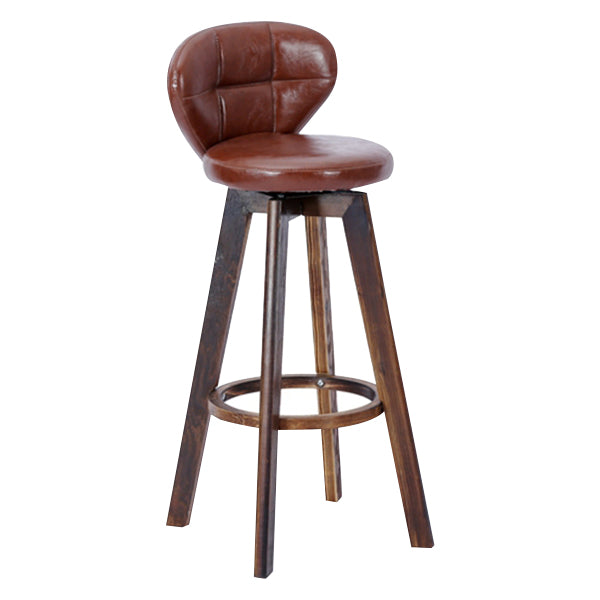 Contemporary Solid Wood Barstool Indoor Bar Stool with Footrest and Cushion Brown Brown 1 Piece Clearhalo 'Bar Furniture' 'Bar Stools' 'bar_stools' 'furn' 'furn_bar_stools' 'Furniture' 'furniture_bar_stools' 'Kitchen & Dining Furniture' 4706167