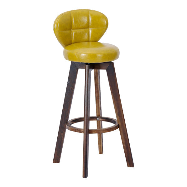 Contemporary Solid Wood Barstool Indoor Bar Stool with Footrest and Cushion Ginger Brown 1 Piece Clearhalo 'Bar Furniture' 'Bar Stools' 'bar_stools' 'furn' 'furn_bar_stools' 'Furniture' 'furniture_bar_stools' 'Kitchen & Dining Furniture' 4706169