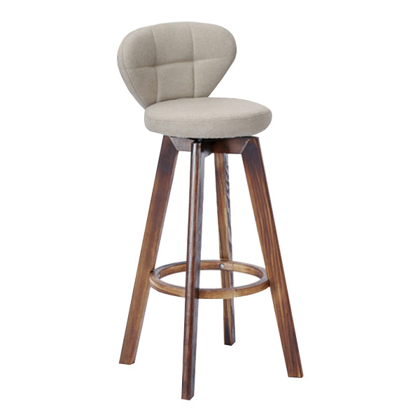 Contemporary Solid Wood Barstool Indoor Bar Stool with Footrest and Cushion Khaki Brown 1 Piece Clearhalo 'Bar Furniture' 'Bar Stools' 'bar_stools' 'furn' 'furn_bar_stools' 'Furniture' 'furniture_bar_stools' 'Kitchen & Dining Furniture' 4706170