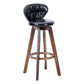 Contemporary Solid Wood Barstool Indoor Bar Stool with Footrest and Cushion Black Brown 1 Piece Clearhalo 'Bar Furniture' 'Bar Stools' 'bar_stools' 'furn' 'furn_bar_stools' 'Furniture' 'furniture_bar_stools' 'Kitchen & Dining Furniture' 4706171