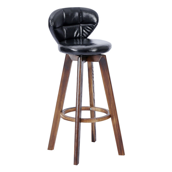 Contemporary Solid Wood Barstool Indoor Bar Stool with Footrest and Cushion Black Brown 1 Piece Clearhalo 'Bar Furniture' 'Bar Stools' 'bar_stools' 'furn' 'furn_bar_stools' 'Furniture' 'furniture_bar_stools' 'Kitchen & Dining Furniture' 4706171