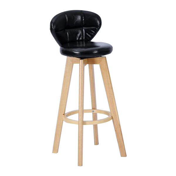 Contemporary Solid Wood Barstool Indoor Bar Stool with Footrest and Cushion Black Wood 1 Piece Clearhalo 'Bar Furniture' 'Bar Stools' 'bar_stools' 'furn' 'furn_bar_stools' 'Furniture' 'furniture_bar_stools' 'Kitchen & Dining Furniture' 4706172