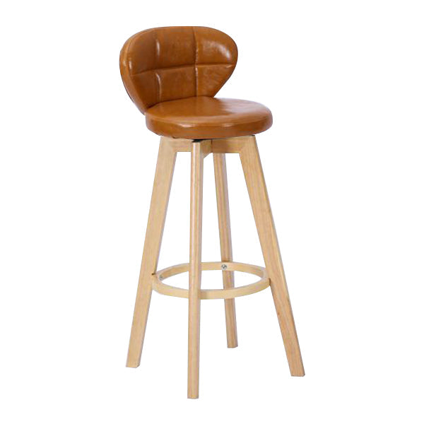 Contemporary Solid Wood Barstool Indoor Bar Stool with Footrest and Cushion Tan Wood 1 Piece Clearhalo 'Bar Furniture' 'Bar Stools' 'bar_stools' 'furn' 'furn_bar_stools' 'Furniture' 'furniture_bar_stools' 'Kitchen & Dining Furniture' 4706174