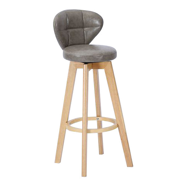 Contemporary Solid Wood Barstool Indoor Bar Stool with Footrest and Cushion Light Gray Wood 1 Piece Clearhalo 'Bar Furniture' 'Bar Stools' 'bar_stools' 'furn' 'furn_bar_stools' 'Furniture' 'furniture_bar_stools' 'Kitchen & Dining Furniture' 4706175
