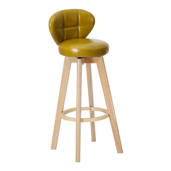 Contemporary Solid Wood Barstool Indoor Bar Stool with Footrest and Cushion Ginger Wood 1 Piece Clearhalo 'Bar Furniture' 'Bar Stools' 'bar_stools' 'furn' 'furn_bar_stools' 'Furniture' 'furniture_bar_stools' 'Kitchen & Dining Furniture' 4706176