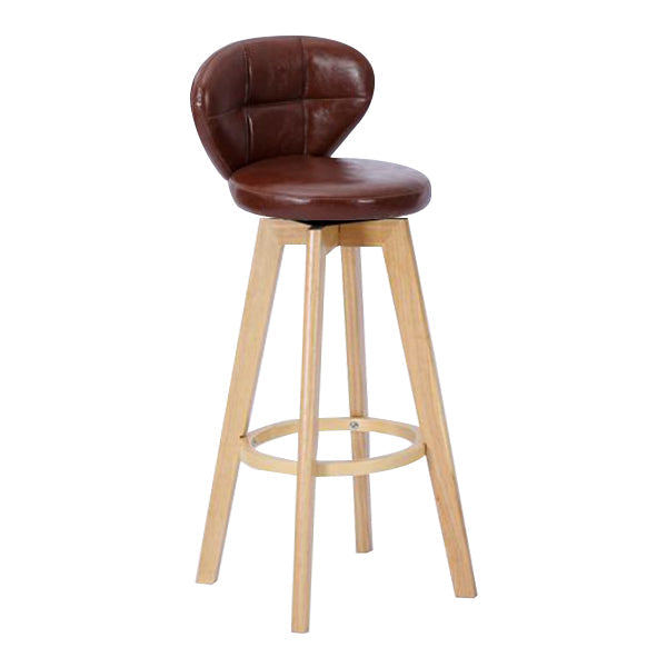 Contemporary Solid Wood Barstool Indoor Bar Stool with Footrest and Cushion Brown Wood 1 Piece Clearhalo 'Bar Furniture' 'Bar Stools' 'bar_stools' 'furn' 'furn_bar_stools' 'Furniture' 'furniture_bar_stools' 'Kitchen & Dining Furniture' 4706177