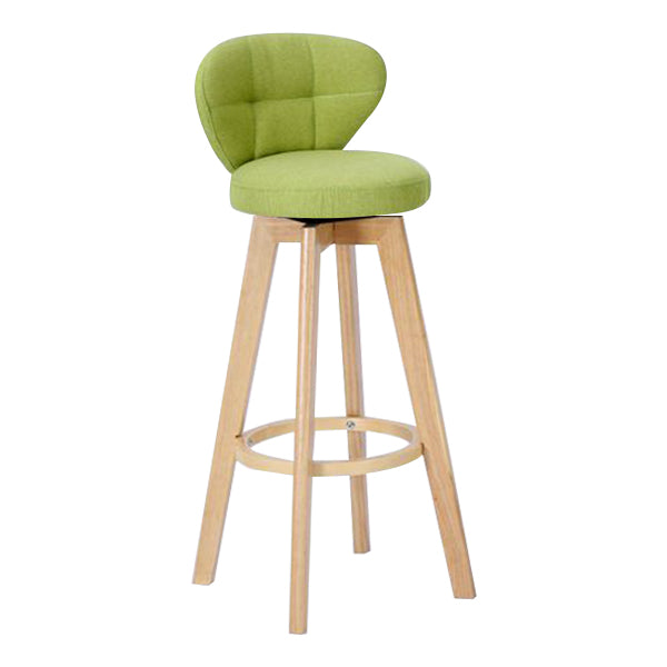 Contemporary Solid Wood Barstool Indoor Bar Stool with Footrest and Cushion Green Wood 1 Piece Clearhalo 'Bar Furniture' 'Bar Stools' 'bar_stools' 'furn' 'furn_bar_stools' 'Furniture' 'furniture_bar_stools' 'Kitchen & Dining Furniture' 4706178