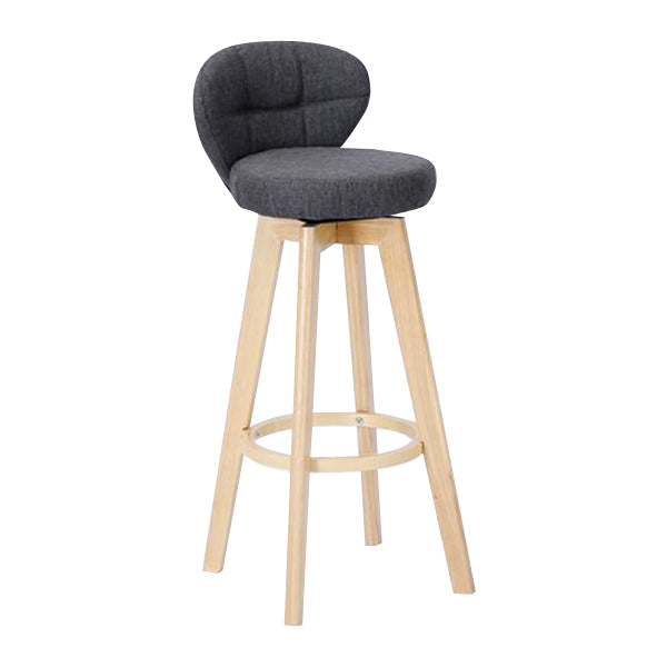 Contemporary Solid Wood Barstool Indoor Bar Stool with Footrest and Cushion Grey Wood 1 Piece Clearhalo 'Bar Furniture' 'Bar Stools' 'bar_stools' 'furn' 'furn_bar_stools' 'Furniture' 'furniture_bar_stools' 'Kitchen & Dining Furniture' 4706180